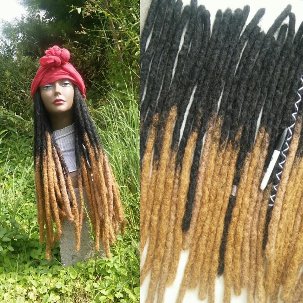Black brown ombre crochet synthetic permanent locs